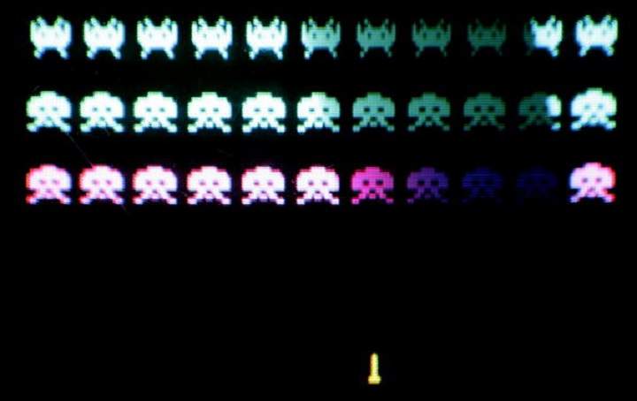 A classic video game ‘Space Invaders’ is displayed at the Science Museum on October 20, 2006 in London.