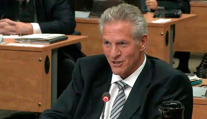 Construction magnate Tony Accurso is seen on an image taken off a television monitor at the Charbonneau inquiry looking into corruption in the Quebec construction industry Friday, September 5, 2014 in Montreal.