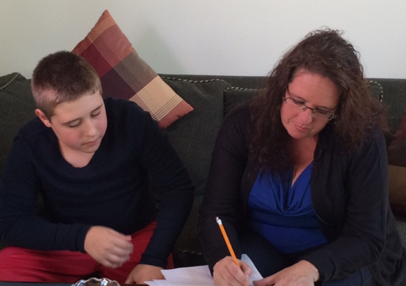 Karen Thorndyke with her son Christian at their home in Mississauga.