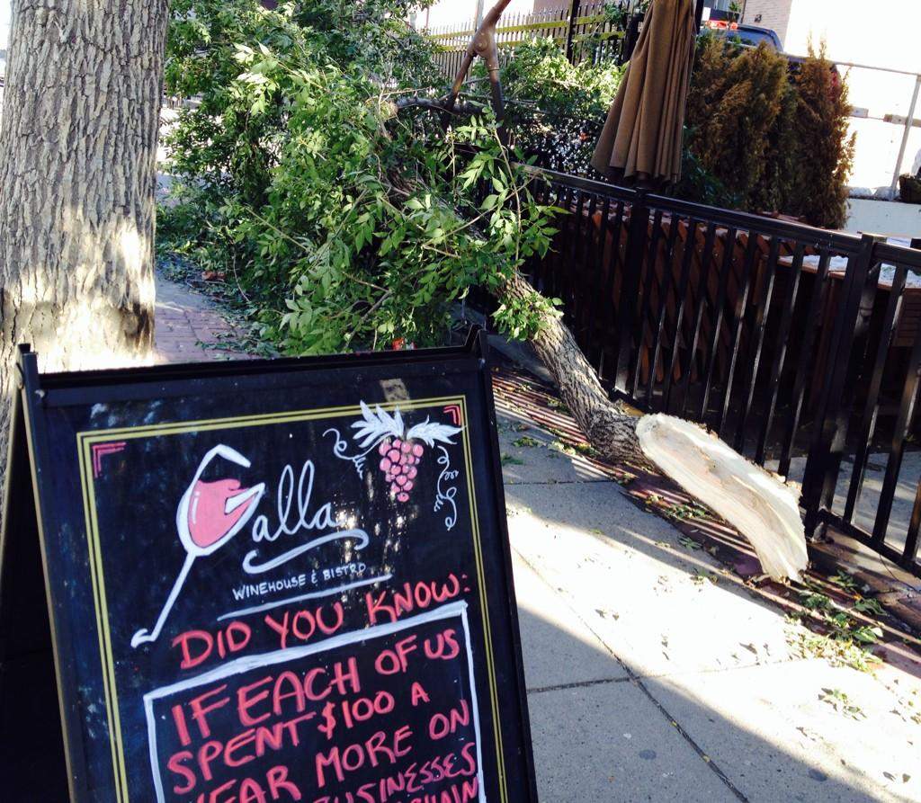 Damage outside Gallo Bistro.