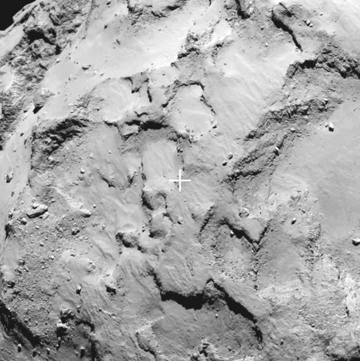 The landing site for the Philae lander, part of the Rosetta mission.