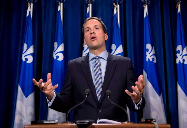 Parti Quebecois leadership candidate Alexandre Cloutier gestures on October 29, 2013 in Quebec City.