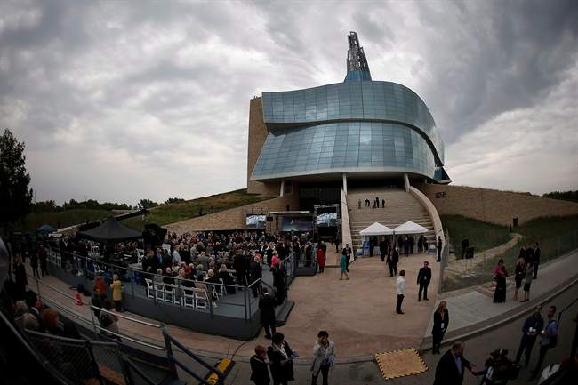 Guests gather at the grand opening of the Canadian Museum For Human Rights in Winnipeg on Sept. 17.