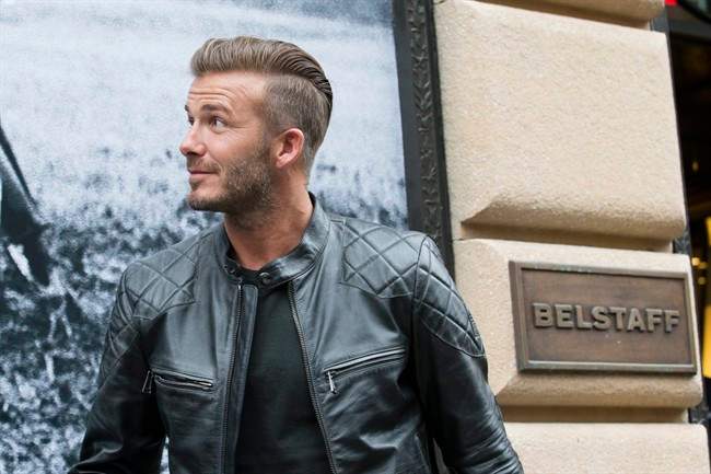 David Beckham appears at the Beckham for Belstaff collection during Fashion Week, Sept. 9, 2014, in New York.