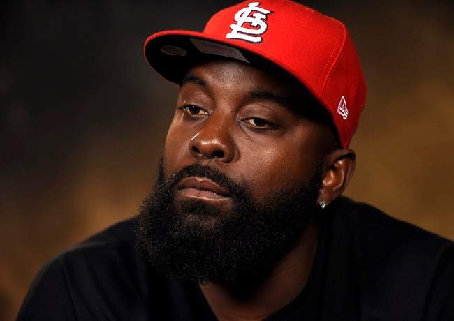 The father of Michael Brown, Michael Brown, Sr., takes part in an interview with The Associated Press in Washington, Saturday, Sept. 27, 2014.