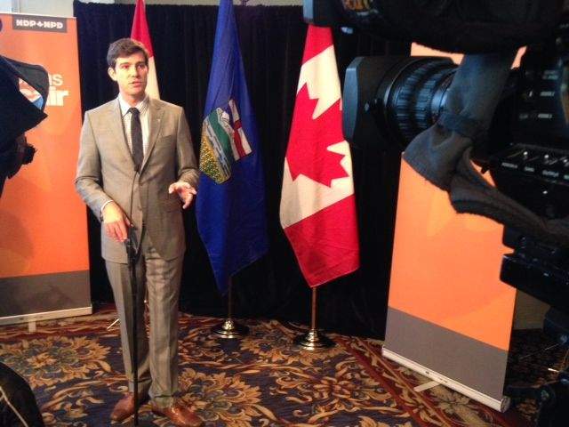 Edmonton Mayor Don Iveson meets with the federal NDP caucus on behalf of the Federation of Canadian Municipalities, Thursday, September 11, 2014. 