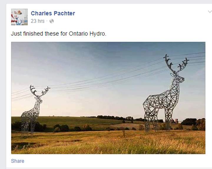 Oh deer! Artist Charles Pachter admits animal hydro towers are not his design - image