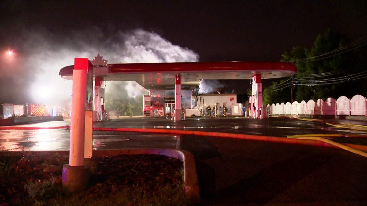 Firefighters battle a blaze at the Petro-Canada on 16th Avenue and 6th Street N.E. on Monday, September 08, 2014.