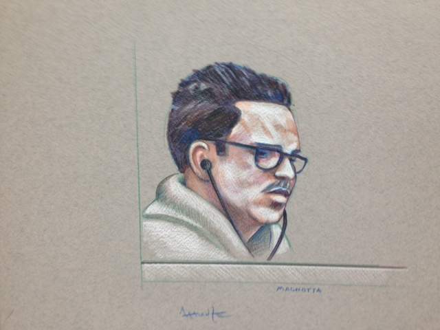 Court sketch of Luka Magnotta.