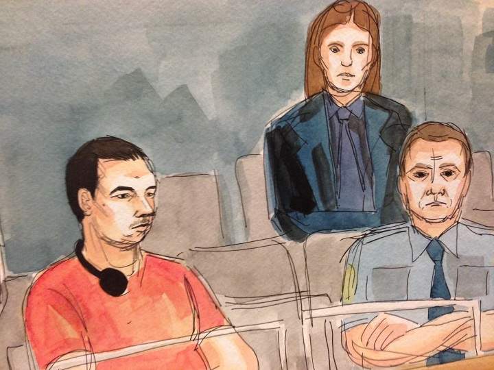 An artists' impression of Luka Magnotta is shown at the Montreal Courthouse in Montreal, Monday, September 9, 2014.