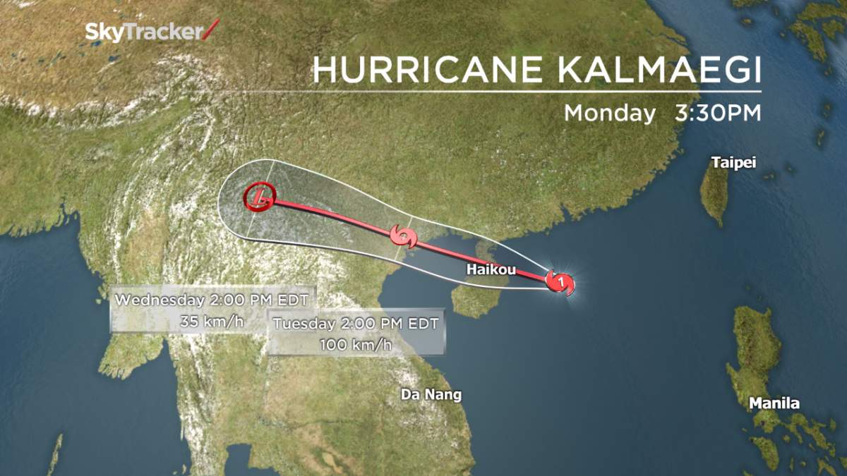 The path of typhoon Kalmaegi