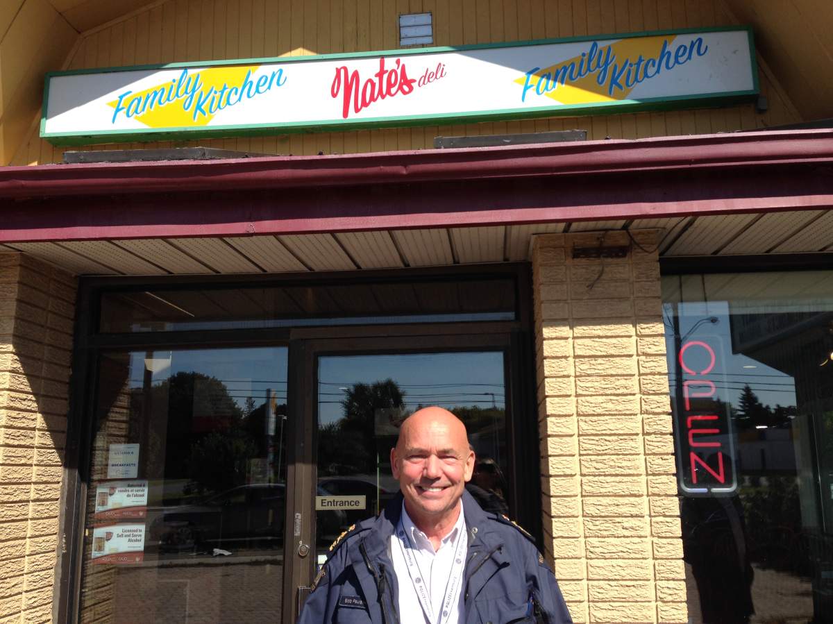 Paulson outside Nate’s Deli in Ottawa.