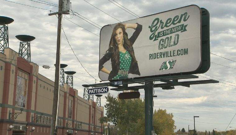 Saskatchewan bought the billboard outside Edmonton’s Commonwealth Stadium leading up to Friday’s game, something advertising expert Dana DiTomaso thinks is another great marketing strategy.