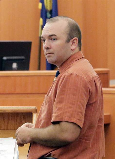 David William Noll stands before a judge during a hearing Monday, Sept. 15, 2014, in Park City, Utah. Noll, a California man pleaded guilty to defacing two Utah murals believed to have been done by the mysterious British graffiti artist Banksy. 