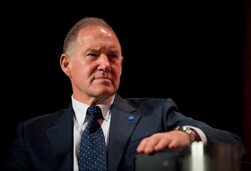 General Walter Natynczyk, president of the Canadian Space Agency, participates in a plenary session with leaders of other major space agencies at the 65th International Astronautical Congress in Toronto on Monday, September 29, 2014. THE CANADIAN PRESS/Darren Calabrese.