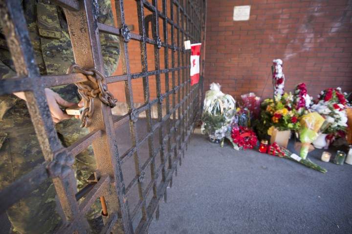 A makeshift memorial continues to grow for Nathan Cirillo, 24, who was shot dead in Ottawa Wednesday during an attack by an armed gunman at Parliament Hill.