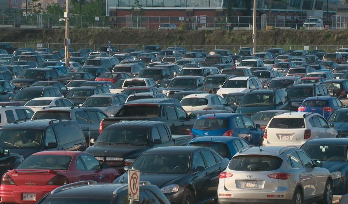 The full Park and Ride lot at Century Park.