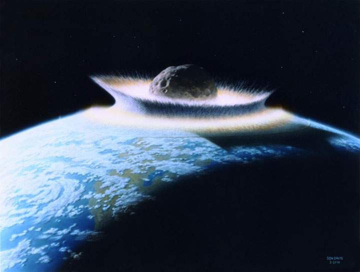 A huge asteroid hit the Earth.