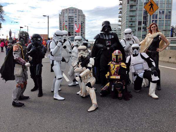 Participants show off their costumes in Vancouver's Halloween Parade.