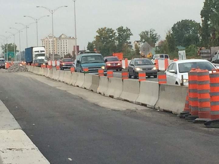 A glimpse of construction on the West Island reserved bus lane on October 1, 2014.