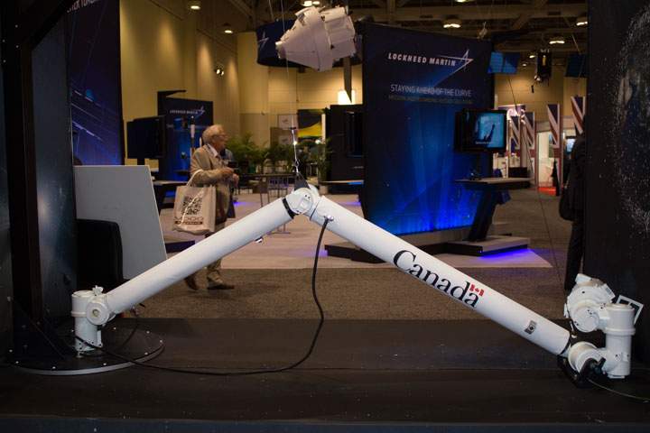 MDA’s model of the Canadarm which made construction in space possible.