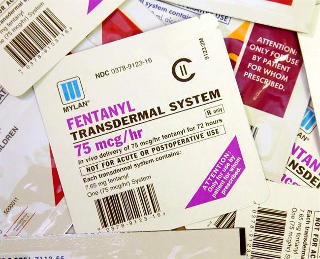 Various brands of Fentanyl patches are displayed in St. Louis, Mo. on April 26, 2006. THE CANADIAN PRESS/AP, Tom Gannam.