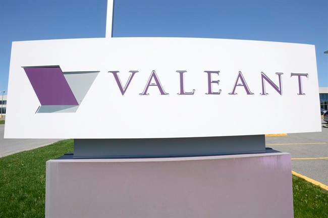 The sign of Valeant Pharma is pictured at its head office in Montreal.