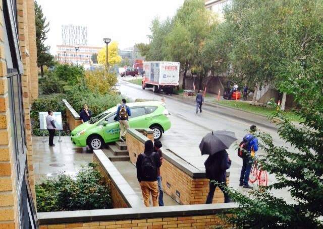 A fourth car became stuck on the stairs on Wednesday.