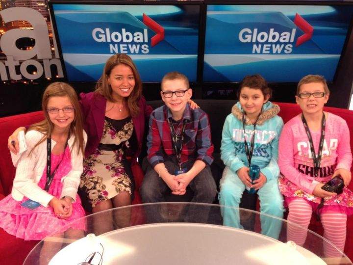 Kaylee Wilson, Su-Ling Goh, Dane Womacks, Mallak Chelbi and Justice Wollman in the Global Edmonton studio.