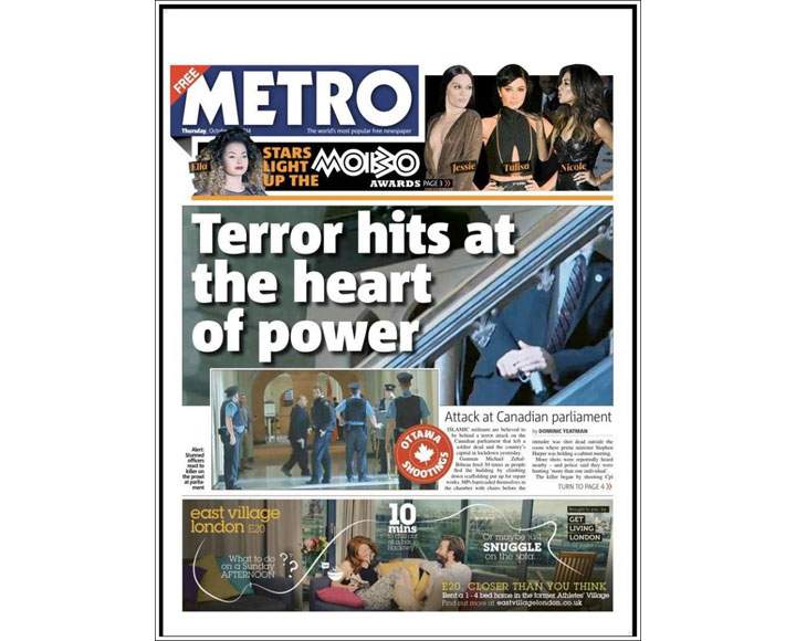 PHOTOS: Newspaper front pages day after Ottawa came under attack - image