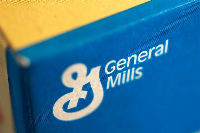 This Sept. 20, 2011 file photo shows the General Mills logo on a box of Fiber One cereal, in Philadelphia. 