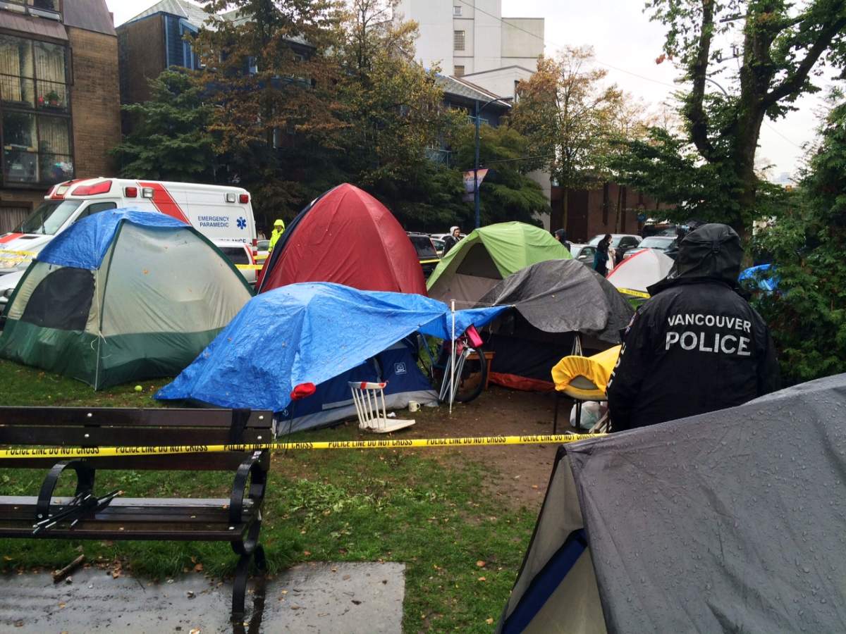 A person has been found dead in a tent in Oppenheimer Park.