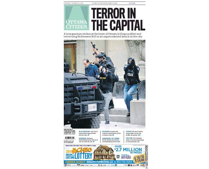PHOTOS: Newspaper front pages day after Ottawa came under attack - image