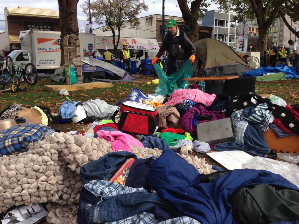 The clean-up begins in Oppenheimer Park.