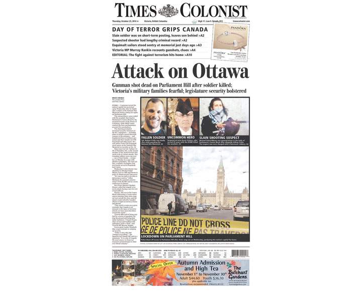 PHOTOS: Newspaper front pages day after Ottawa came under attack - image