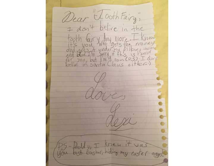 Kid calls parents out on Tooth Fairy, Santa Claus in adorable letter - image