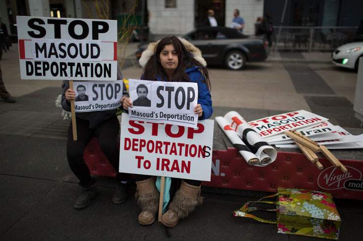 Melika Mojarrab, Masoud’s 15-year-old stepdaughter, at the rally in Toronto’s Dundas Square to protest his impending deportation.