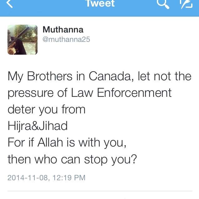 A tweet from @muthanna25 posted on Nov. 8. The tweet was later removed.