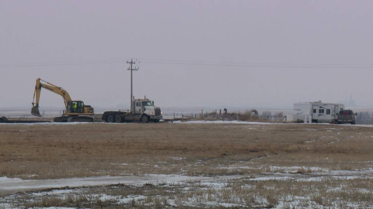 Man was working alongside excavator was crushed at job site near Carseland Monday.