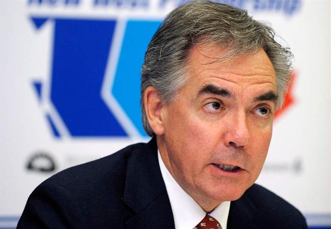 Alberta Premier Jim Prentice speaks in Regina, Sask. on Nov. 6, 2014. 
