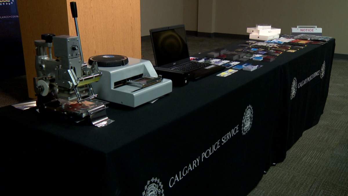 Example of credit card skimming operation, busted by Calgary Police in October 2014