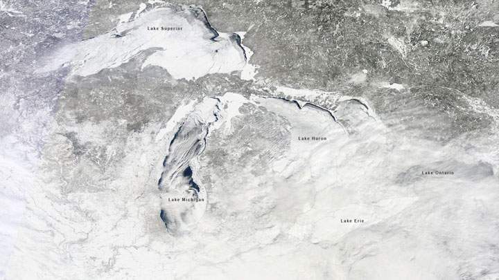 Ice cover on the Great Lakes was the highest since the 1970s.
