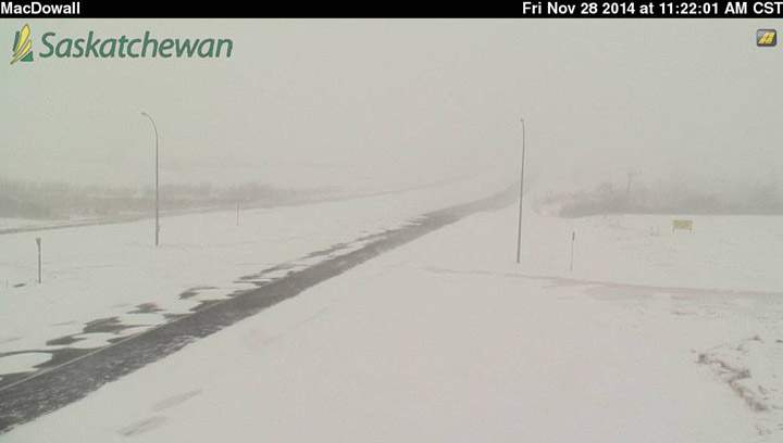Highway 11 by MacDowall at 11:22 a.m. on Friday, Nov. 28, 2014.