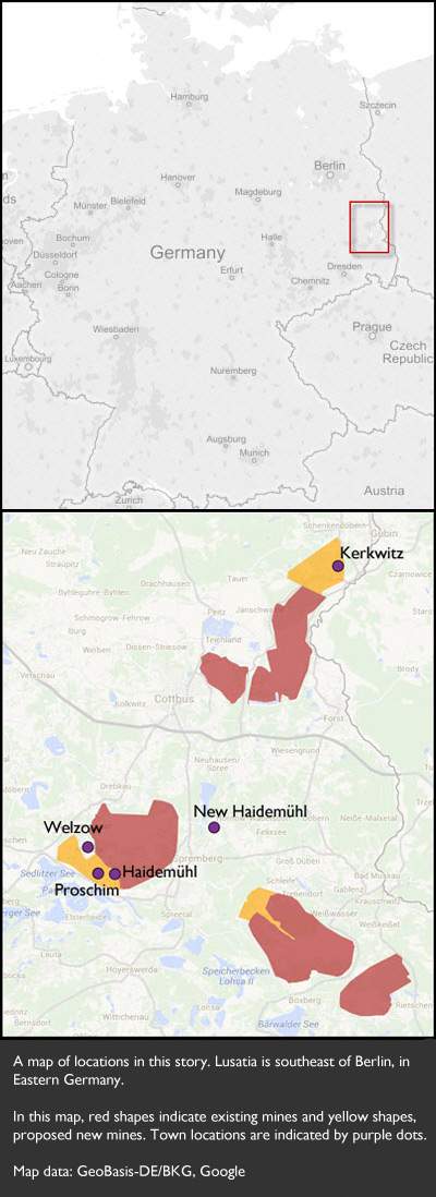 Map of Lusatia, Germany