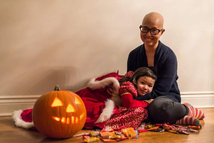 Montreal mother Mai Duong is pictured with her daughter Alice, who she unexpectedly got to spend Halloween with.