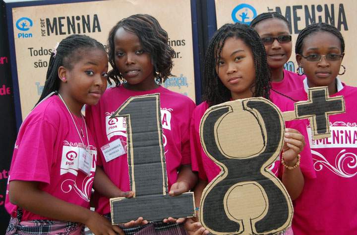 Girls from Mozambique promote Plan’s 18+ Ending Child Marriage in Southern Africa campaign.