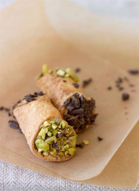 Pumpkin pie reconfigured as Thanksgiving cannoli