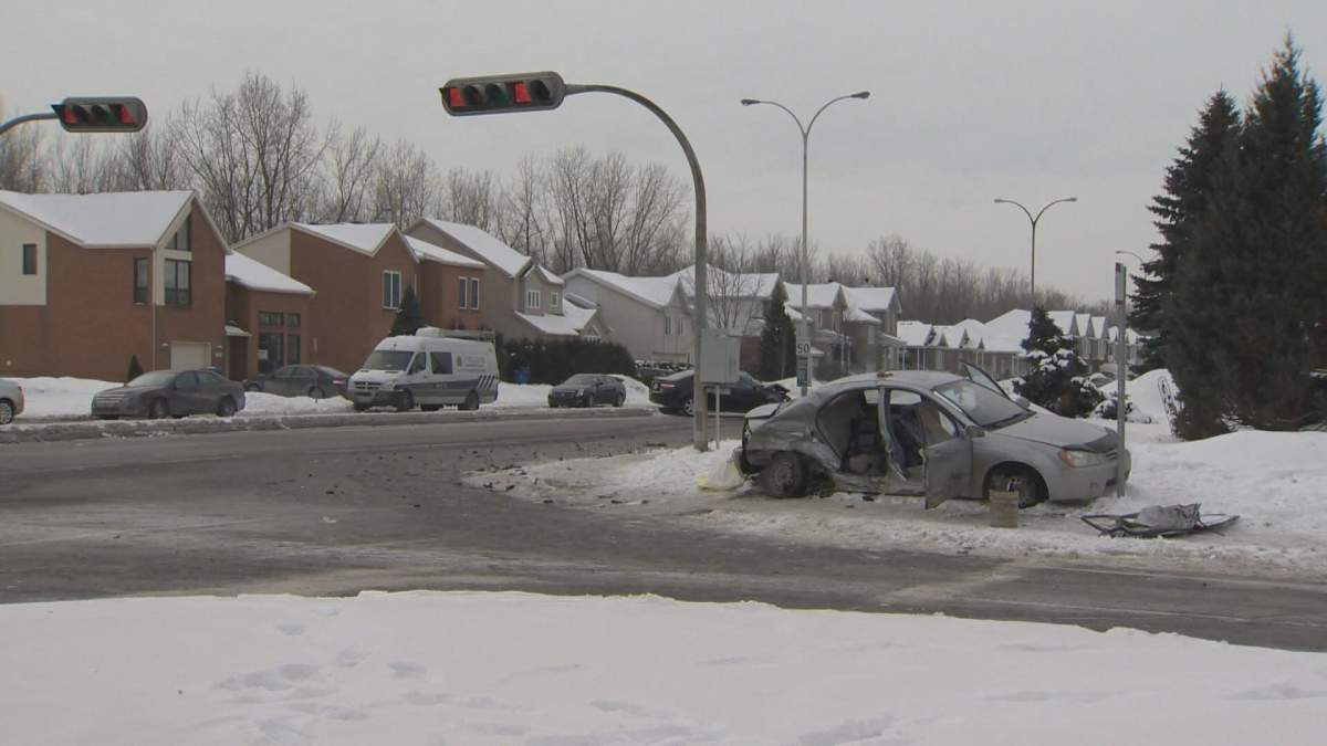 The scene of the accident where a 5-year-old boy was killed in a crash involving a speeding police officer on February 13, 2014.