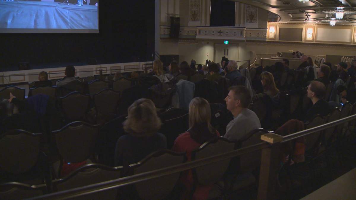 Winnipeggers starting to fill up the theatre at the Metropolitan Entertainment Centre.