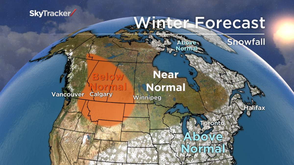 Most of Canada can expect near normal or below normal snowfall this winter, good news after last winter.